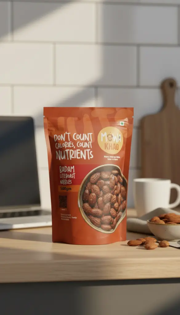 AI Generated Badam Literoast – 500gm Pack Lifestyle Shot