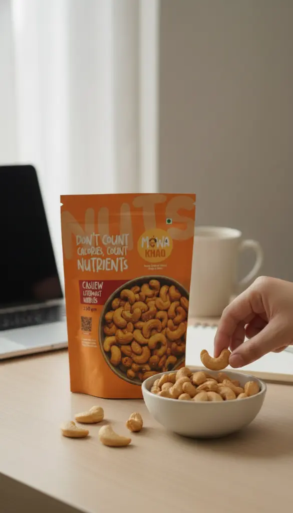AI Generated Cashew Literoast Nibbles 250g - Studio Product Image
