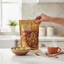 AI Generated Chatpata Makhana generic pack (weight hidden) tea-time kitchen lifestyle 1:1