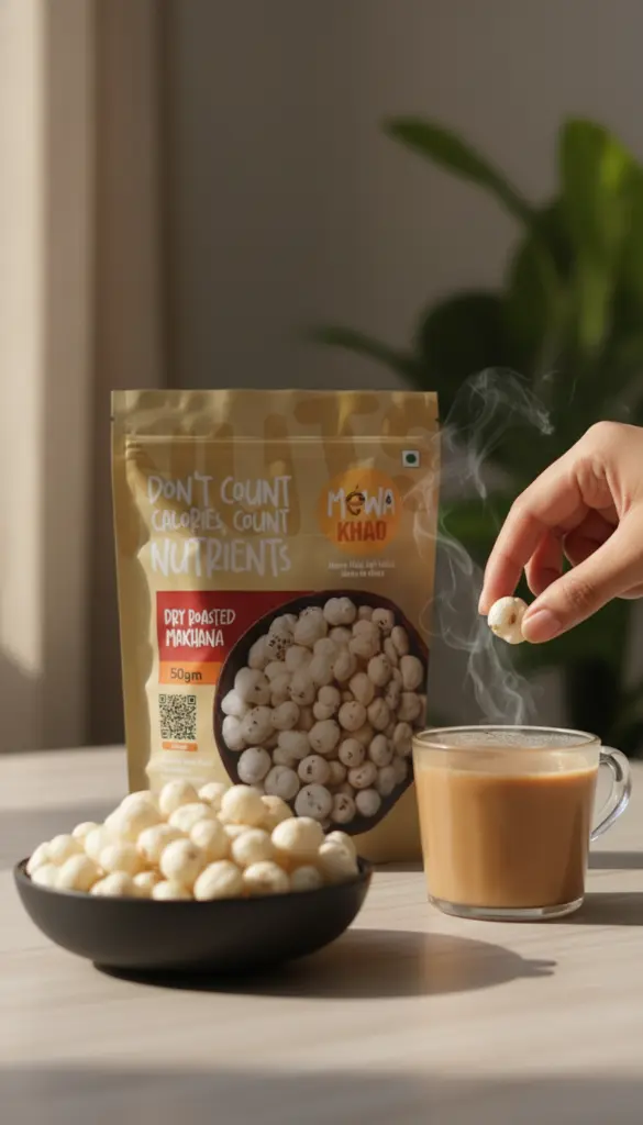AI Generated Dry Roasted Makhana 50gm - Tea Time Lifestyle (9:16)