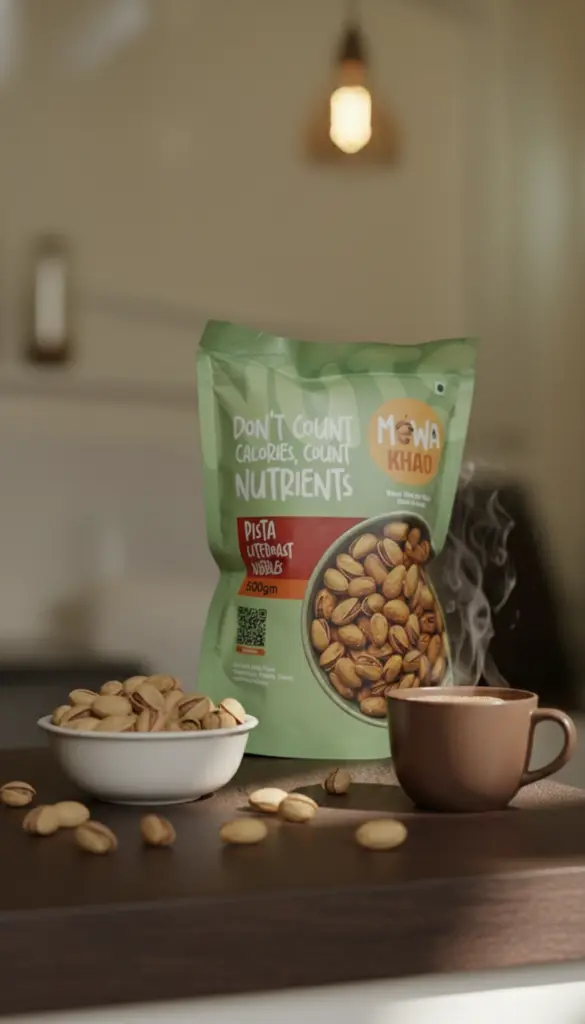 AI Generated Pista Literoast Nibbles – 500gm – Tea-Time Lifestyle Shot