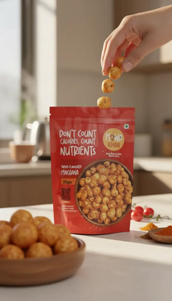 AI Generated Tomato Flavoured Makhana – Tea-time Lifestyle Hero Image