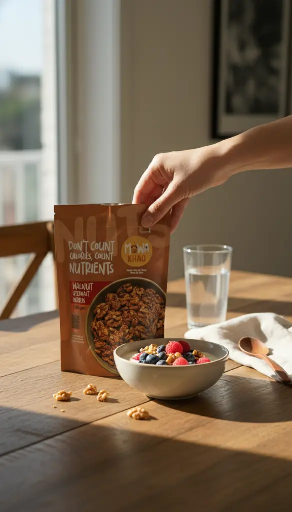 AI Generated Walnut Literoast Nibbles – Breakfast Yogurt Lifestyle Shot