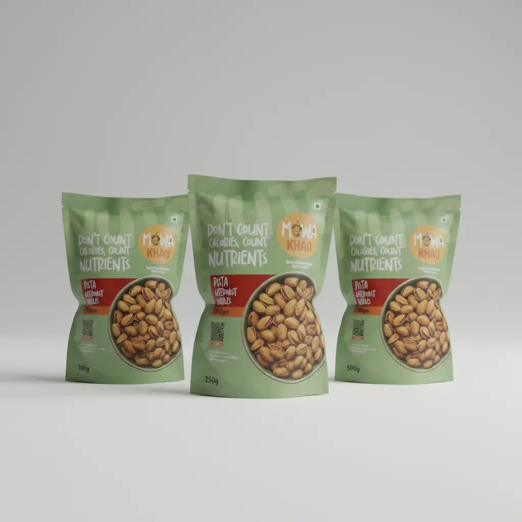 AI Generated Pista Literoast Nibbles - Size Variant Group Shot 100g 250g 500g
